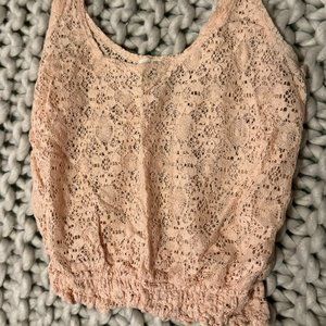 Black Poppy light peach lace tank top - M